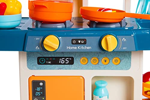 Cozinha Infantil Brinquedo Com Água Luz Som Fumaça 42 Peças BH STORE (Azul)