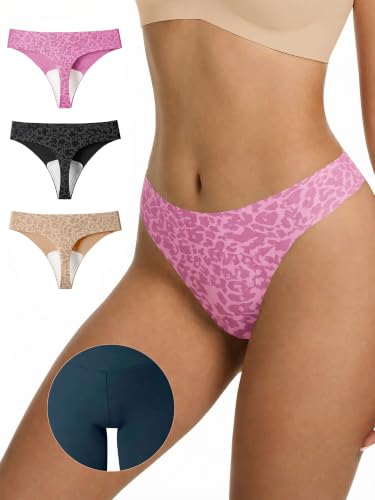 Image of LUCKMEEY Cotton Thongs for Women Seamless Thongs for Women No Show Thong Panty Liners Workout G-String Thongs Underwear