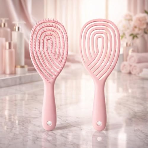 Image of KIMEE Premium Pink 3D Hair Brush for Styling, Detangling and Grooming for Men and Women |Straightens & Detangles Curly Hairs | Reduces Hair Breakage and Promotes Hair Growth | Best Hair Brush for All Hair Types Assorted