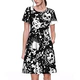 Occasions : la robe blanche tendance punk crâne est assez confortable pour être portée à la maison comme robe de maison, robe de travail pour femme, bureau, shopping, marche, et porter pour une soirée décontractée pour une fête de remise de diplôme, un voyage, la plage.