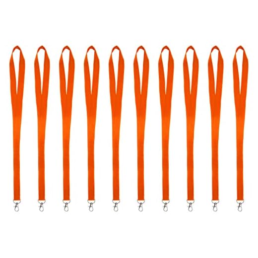 Karteo Schlüsselband mit Karabiner orange [10 Stück] Lanyard Schlüsselbänder unbedruckt für Kartenhüllen Ausweise Zugangskarten