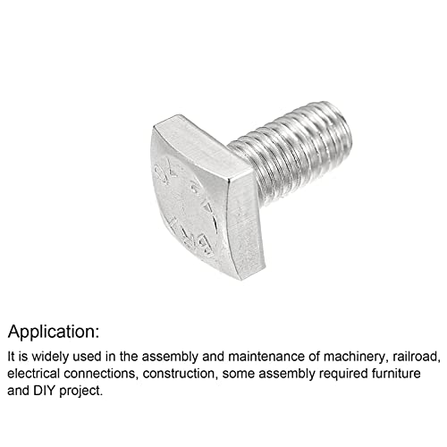 Image of uxcell Square Head Bolt, 10pcs M6x10mm Fully Thread 304 Stainless Steel Grade C Square Machine Screws