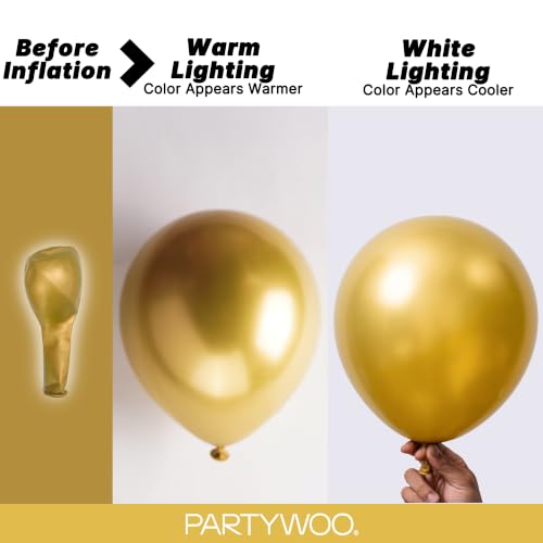 Image of PartyWoo Gold Balloons 101pcs 12 Inch Gold Latex Helium Balloons for Birthday Wedding Anniversary Baby Shower Graduation Bachelorette Retirement Engagement Tea Casino Disco Party Decorations Gold-G101