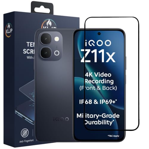 Image of Gorilla Tempered Glass For IQOO Z11X 5G (Pack of 1) With Installation Kit | Edge to Edge Coverage | Black