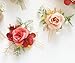 MAFELOE Women Hair Side Comb Artificial Flower Accessories for Bridal Wedding-Red+Pale Pink 1 Pair