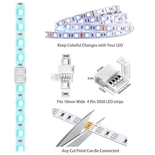 LED Strip Light Connectors 40Packs, 10mm Unwired 4 Pin 5050 RGB LED