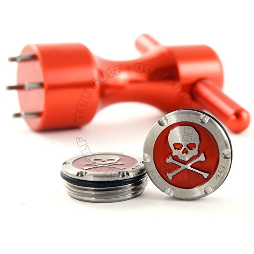 19th Hole Custom Shop 2 of 40g Deluxe Tour Style Weights for Scotty Cameron Putters + Wrench, Skull, Red (Red)