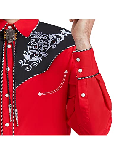 Jozorro Men's Long Sleeve Pearl Snap Shirt Cowboy Cut Western Embroidered Casual Button Down Shirt #TOP4