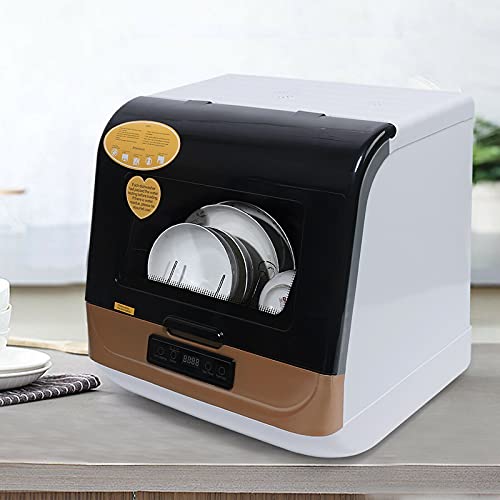 360 Degree Automatic Dishwasher Deep Heating Cleaning Machin Portable Compact Countertop Air Dry Dishwasher Mini Dish Washer With 4 Programs For Home Small Apartments Dorms And Rvs (Gold) #TOP2