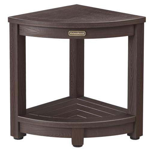 HDPS Corner Shower Stool Waterproof Shower Bench Bath Chair Seat, Coffee