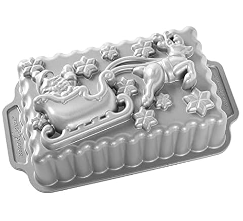 Nordic Ware Forma do pieczenia Santa's Sleigh Loaf Pan aluminiowa szara, 26,1 cm x 14,5 cm, NW 90848
