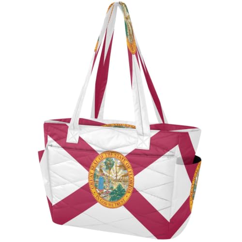 Image of Tote Bags for Women 15.6 in Laptop Bag Gym Travel Work Bag Puffy Lightweight Women's Handbag Flag Of Florida