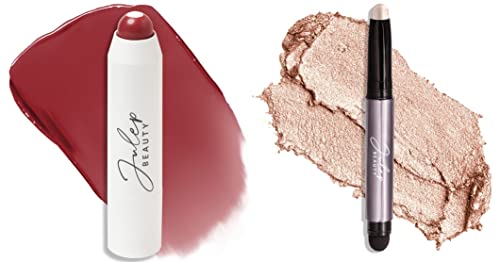 Julep It's Balm 2-in-1 Lip Balm + Buildable Lipstick with Semi-Gloss Finish for Dry, Cracked & Chapped Lips, Cherry Wood Creme - Eyeshadow 101 CrÃ¨me to Powder Waterproof Eyeshadow Stick Pearl Shimmer