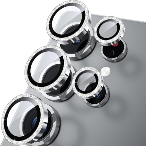 Image of WSKEN for Samsung Galaxy S25 Ultra Camera Lens Protector - Ultra Thin | Case Friendly, 9H Shatterproof Tempered Glass, Anti Scratch Metal Circle, Camera Screen Protector Cover Accessories, Glitter