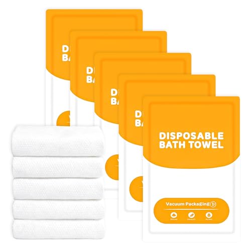 ZHABAYEN 5 Pack Disposable Bath Towels Large Beach Towels 55X27.5 Independent Vacuum Packaging Portable Body Towels for Travel Hotel Business Trip Swimming Camping SPA