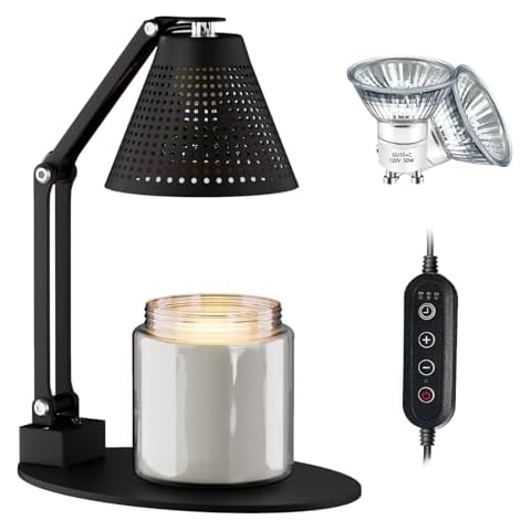 Candle Warmer Lamp, CFGROW Adjustable Dimmable Brightness Candle Warmer Lantern with Timer, Top Warming Candle Light for Scented Wax Melts, 2pcs 50W Bulb Included Cover