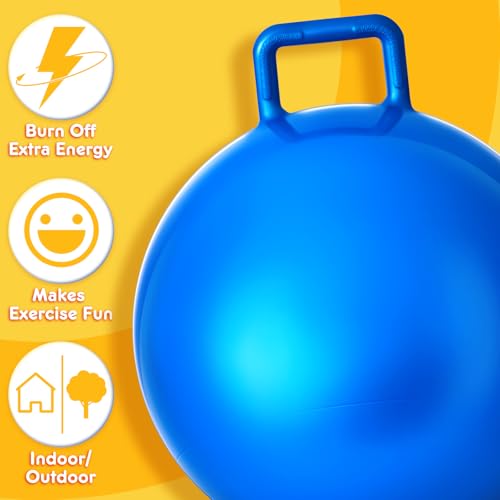 Lewtemi 4 Pcs 22 Inch Hopper Ball Carnival Outdoor Games Jumping Hopping Inflatable Bouncing Ball with Handle and Air Pump for Adult Sport Exercise(Bright Colors) - image 4