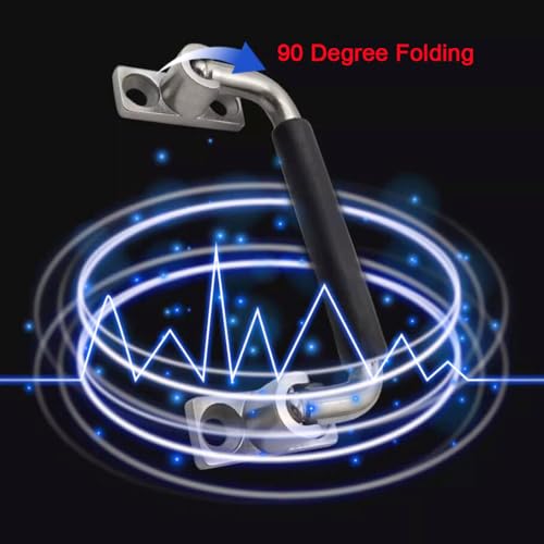 Image of 304 Stainless Steel Folding Handle 90 Degree Folding Solid Pull with Rubber, Electric Cabinet Pull Industrial Cabinet Handle, Toolbox Handle (Four Hole, Hole Center 3.93 in)