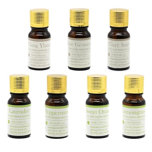 Belle Aroma Organic Aromatherapy Essential Oils Set for Diffusers, Home