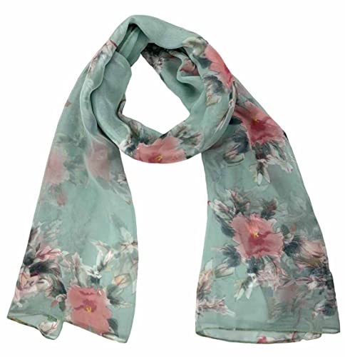 Xyueanlo Scarfs for Women Lightweight Scarves Fashion Print Floral Pattern Scarf Shawls (P-Green)