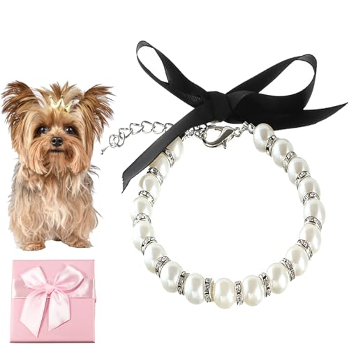 DEEUCHIS Elegant Pearl Necklace for Dogs - Stylish Dog Jewelry for Small Dogs and Puppies | Festival Gift for New Puppy Owners & Senior Dogs | Adorable Pet Necklace for Every Occasion
