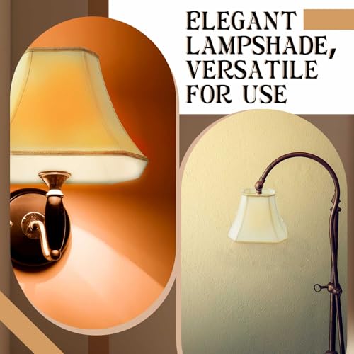 Image of Glooglitter Set of 1 Bell Lamp Shade 6.25 inch x 8 inch Top 11 inch x 16 inch Bottom 12 inch High (Spider) Rectangle Cut Square Replacement Vintage Silk Lampshade for Table Floor Living Room Bedroom (Eggshell)