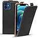 Phone Case günstig Kaufen-Verco Flip Cover für iPhone 12 Mini Case [5.4 Zoll], Flipstyle Schutzhülle für Apple iPhone 12 Mini Hülle Kunstleder Tasche vertikal klappbare Handyhülle, Schwarz