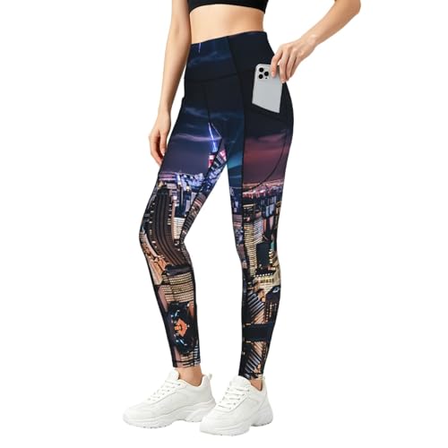 Leggings con bolsillos para mujer elásticos con soporte para entrenamiento diario