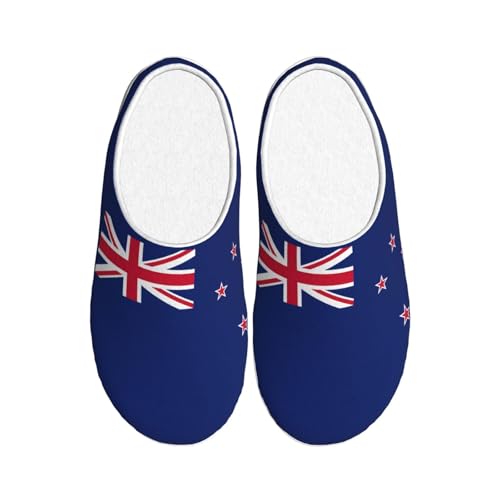 Chaussons d'hiver en peluche EdWal anti-glisse et ultra chauds avec motif Nouvelle-Zélande noir 39