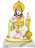 G Looks Lord Hanuman God Bajrangbali Mahavir in Ashirvad Mudra Marble Idol Statue Balaji White -(22...