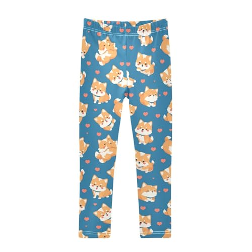 Funny Corgi Girls' Leggings Toddler Doodles Heart Kids Yoga Pants Dance Active Tights 4T