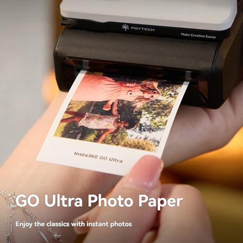 Image of Photo Fun Shot Box Pocket Printer Photo Paper for Insta360 Go Ultra Portable Instant Printer 16.7-Million Wide Colors 300dpi High-Definition Printing (GO Ultra Ultra Photo Paper (20 Piece))