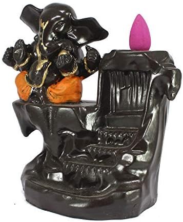 Western Eiderdown Presents Ganesha Smoke Scented Backflow Cone Incenses (7 cm X 7 cm X 12 cm, Orange) #Aport-246