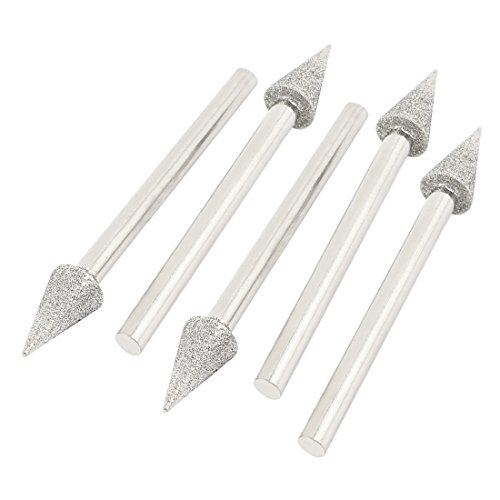 Aexit 5pcs 3mm Abrasive Wheels & Discs Shank Dia 6x10mm Tapered Head Diamond Grinding Tool Post Grinding Wheels Mounted Points