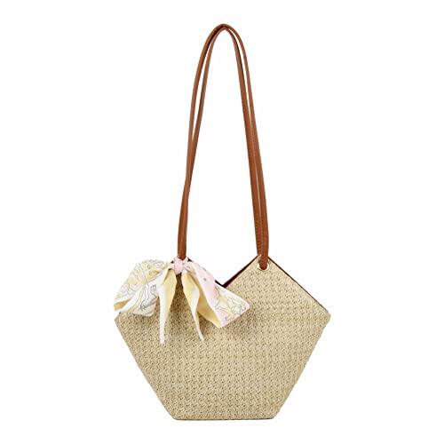Ynport Crefreak Femmes Sac à Bandoulière en Paille, été Plage Fourre-Tout Sac à Main Dames Vacances Vacances Voyage Loisirs Sacs à Bandoulière, Marron Cover
