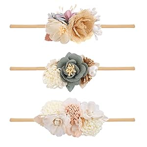 mligril Baby Girl Floral Headbands Set – 3pcs Flower Crown Newborn Toddler Hair Accessories （1-6 years old）