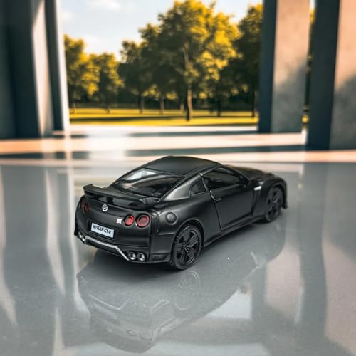 Image of Alokik 1:32 Scale Nissan GT-R35 Sports Diecast Car Models Toys Metal Alloy 2 Openable Door and Sound & Light, Pull Back Toys Gifts for Boys Best Gift Car (Black)