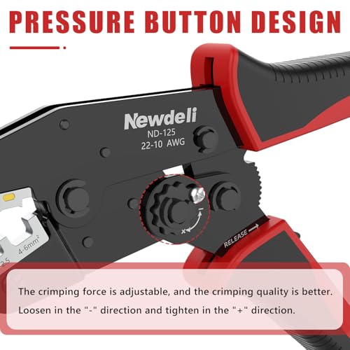 Image of Newdeli Wire Crimping Tool for Heat Shrink Wire Connectors - AWG 22-10 Ratchet Wire Crimper Tool for Electrical Insulated Nylon Wire Terminals Heatshrink Butt Connectors Ratcheting Crimping Plier