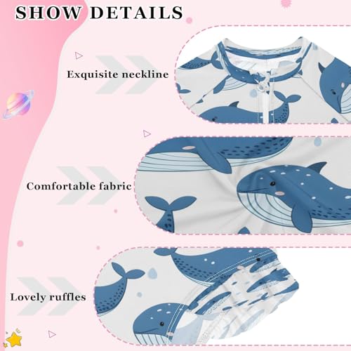 Cartoon Whale B Girls Long Sleeve Swimsuits One Piece Zipper Bathing Suit UPF 50+ Rashguard Swimwear4
