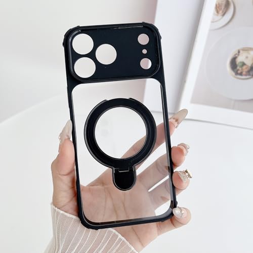 WOWUDI �Ή� Redmi Note 13 Pro 4G / Poco M6 Pro 4G �p�N���A�w�ʃ}�O�l�b�g�����O�X�^���h�t���ϏՌ�TPU�o���p�[�X�}�z�P�[�X -�u���b�N