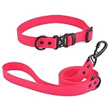 JIPIMON Waterproof Dog Collar and Leash Set Adjustable Quick Release Buckle Collar Leash for Small M
