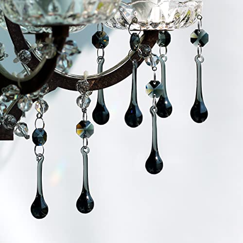 Goldenhaitai 12Pcs Raindrop Crystal Chandelier Prisms Parts, 53Mm Hanging Crystals Beads For Chandeliers, Home Decoration (Transparent Black) #TOP3
