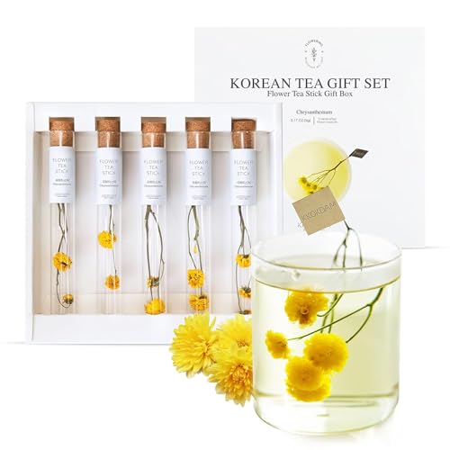 Product Image of the KKOKDAM Tea Gift Set - Chrysanthemum Blooming Tea Flowers - Fancy Korean Gifts For Teas Lovers - 5 Premium Flower Sticks