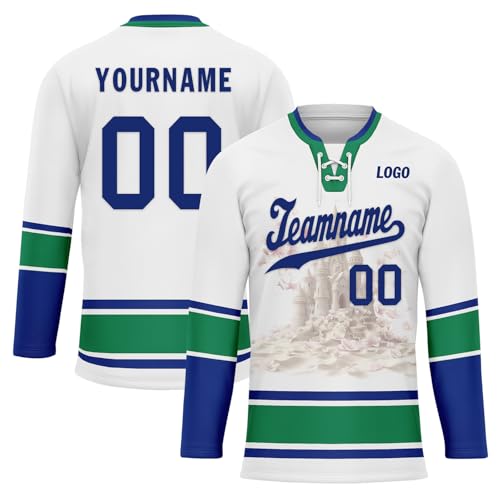 Onegam Custom Hockey Jersey for Adult Youth, Cherry Blossom Personalized Ice & Field Hockey Team Sports Practice Jerseys