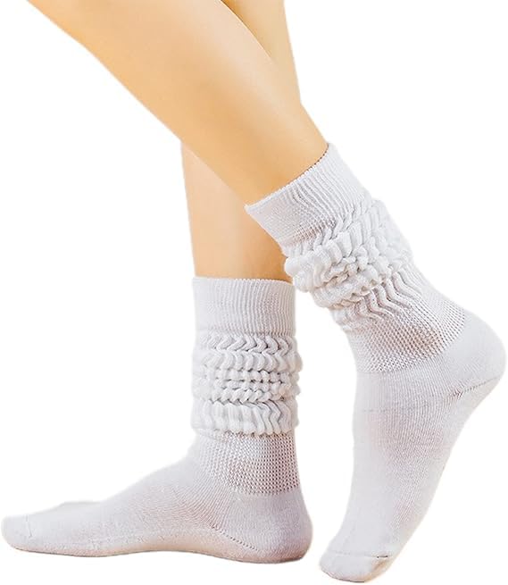 Image of 3 Pairs Slouch Socks for Women, Soft Extra Long Scrunchy Knee High Sock, Unisex Tube Socks Scrunch Socks Football Socks