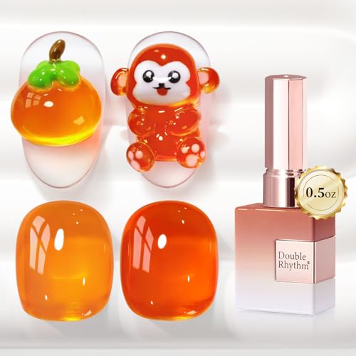 Double Rhythm Translucent Gel Polish Sheer Neutral Natural Light Milky Same Color Same Bottle 15ML Jelly Nail Polish Nail Art DIY at Home (Pink Clear-A1323)