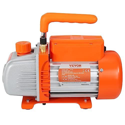 VEVOR Vakuumpumpe, 4 CFM, HVAC einstufige Drehschieber-Vakuumpumpe, für R134a R22 R410a Systeme, Auto-AC-Vakuumpumpen-Kit mit Ölflasche, für die Wartung von Auto-Klimaanlagen und Harzentgasung