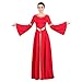 Women's Ladies Praise Stretchy Full Length Flare Long Sleeve Dance Dress Adult Lyrical Skirt Gymnastics Ballet Dresses Maxi Gown Dancing Plain Color Clothes Swing Skirt Church Robe Red+Gold L