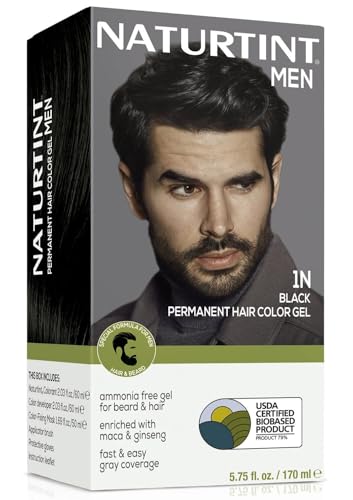 Naturtint Mens Permanent Hair Color for Hair Beard and Mustache (1N Black)