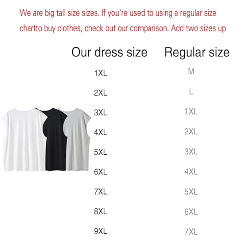 Big and Tall Tank Tops for Men Plus Size Workout Sleeveless Undershirts Tee Shirts Cotton Mens Tank Tops Xl-9Xl2